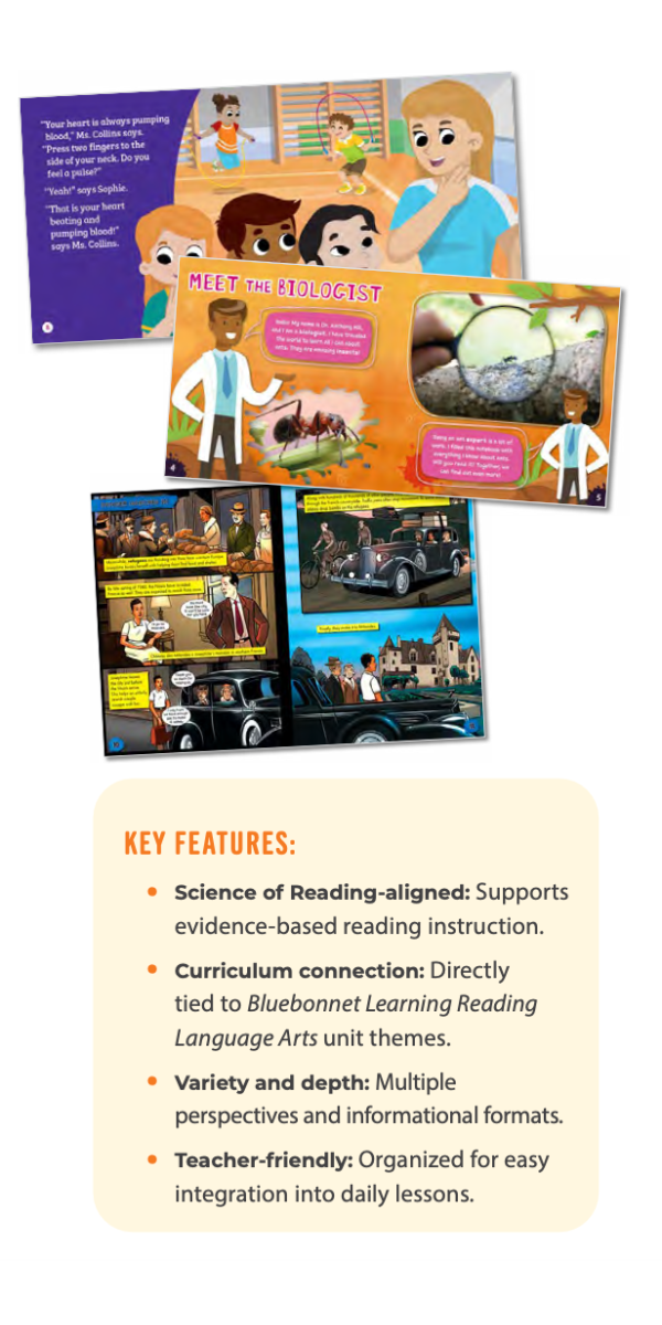 Teacher using FlutterBee classroom collection texts with students