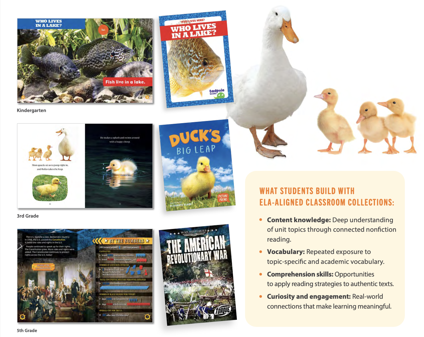 Alignment example showing <i>Bluebonnet Learning Reading Language Arts</i>unit, matched FlutterBee title, and vocabulary highlight