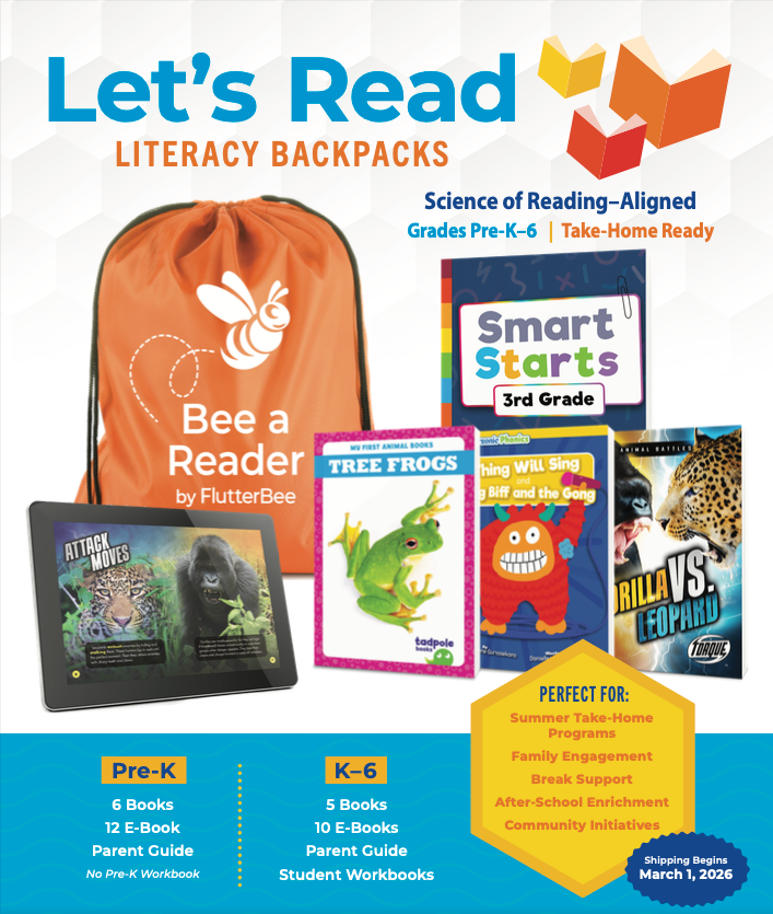 FlutterBee ELA Classroom Collection bin with books fanned out