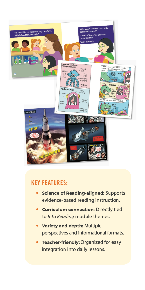 Teacher using FlutterBee classroom collection texts with students